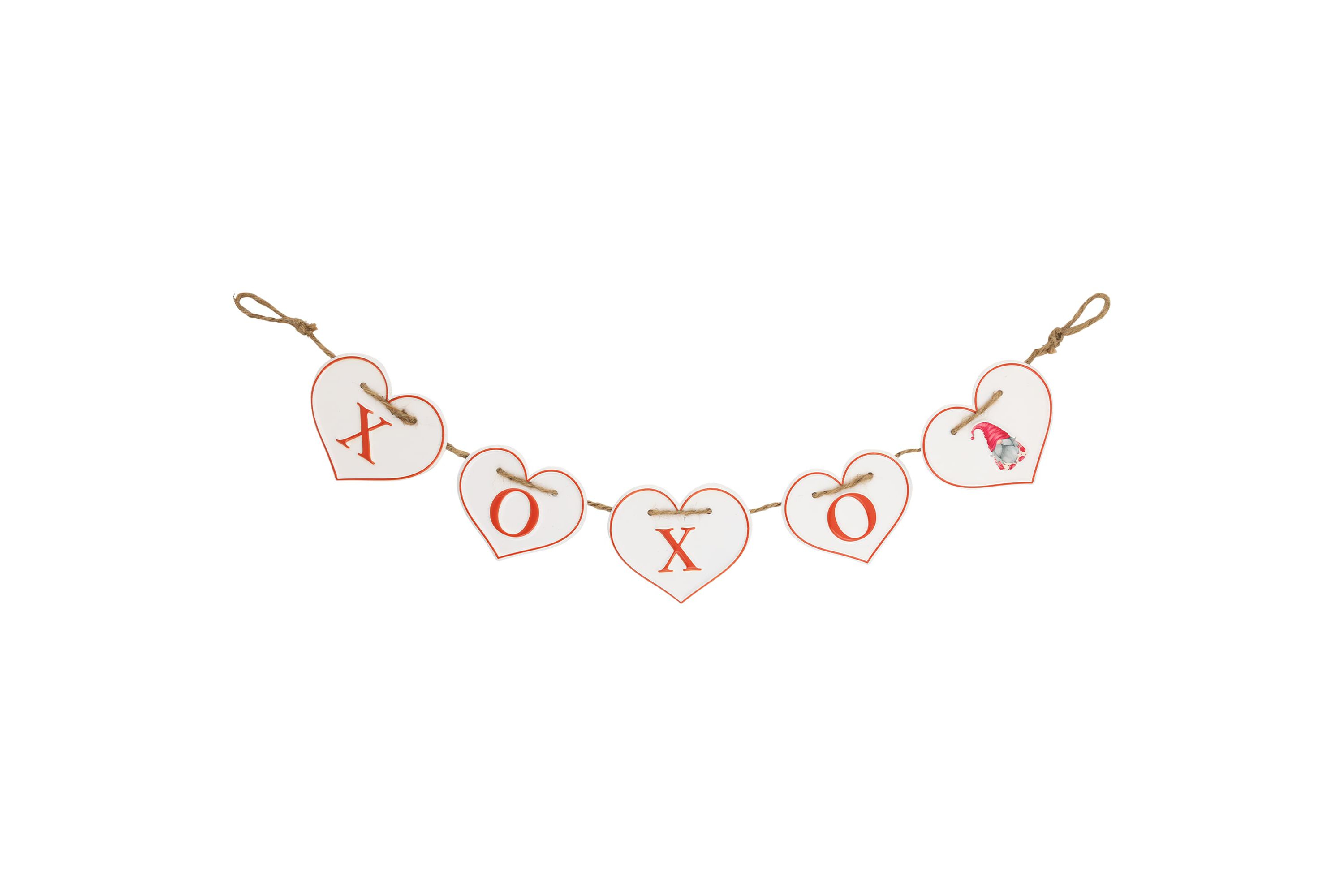 Hearts "XOXO" Valentines Day Metal Banner - 32" - White and Red