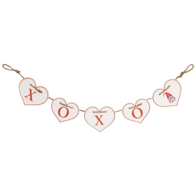 Hearts "XOXO" Valentines Day Metal Banner - 32" - White and Red