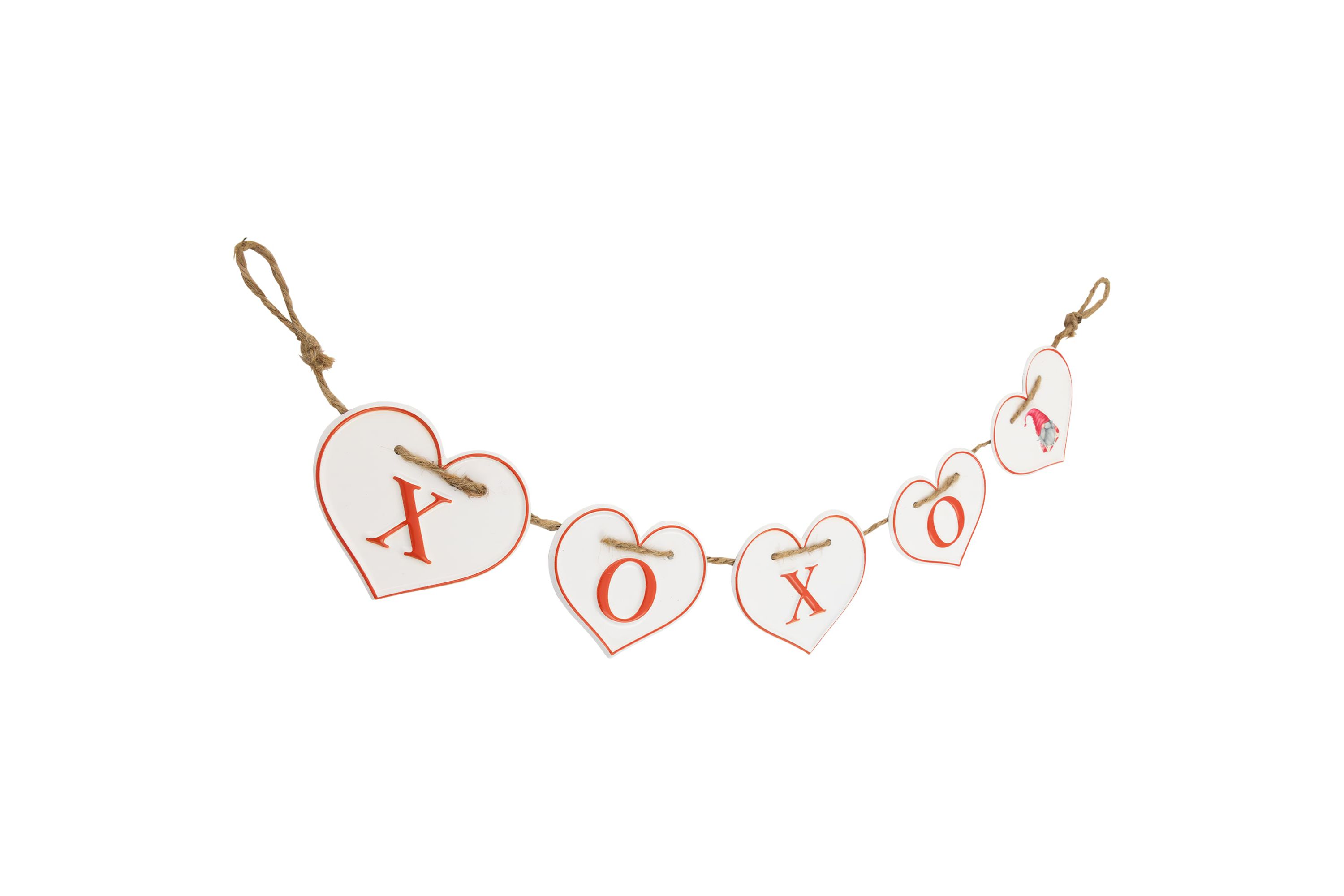 Hearts "XOXO" Valentines Day Metal Banner - 32" - White and Red