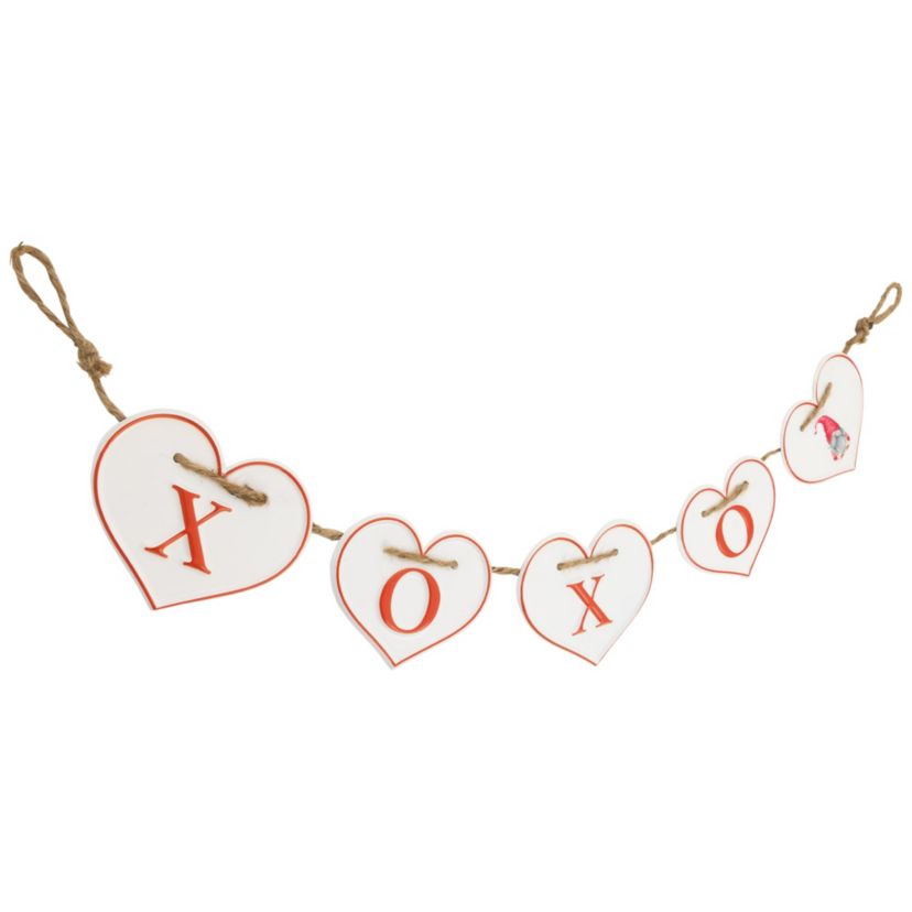 Hearts "XOXO" Valentines Day Metal Banner - 32" - White and Red