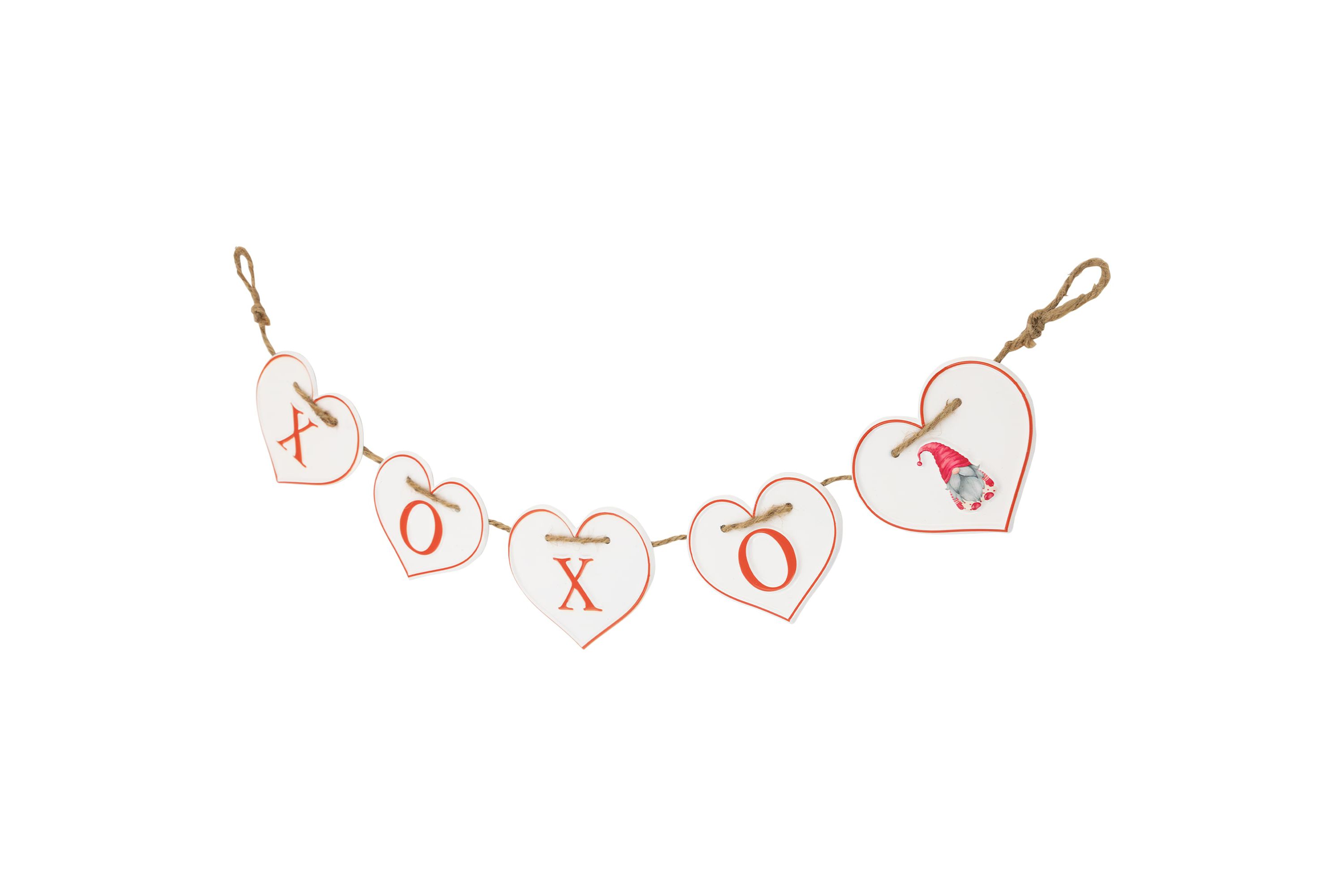 Hearts "XOXO" Valentines Day Metal Banner - 32" - White and Red