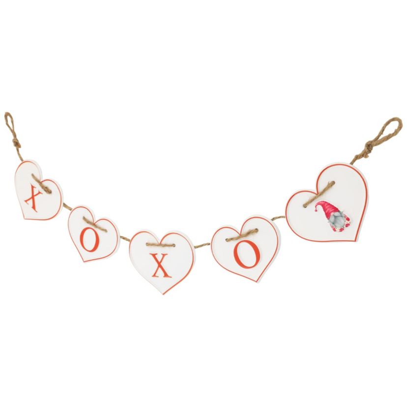 Hearts "XOXO" Valentines Day Metal Banner - 32" - White and Red