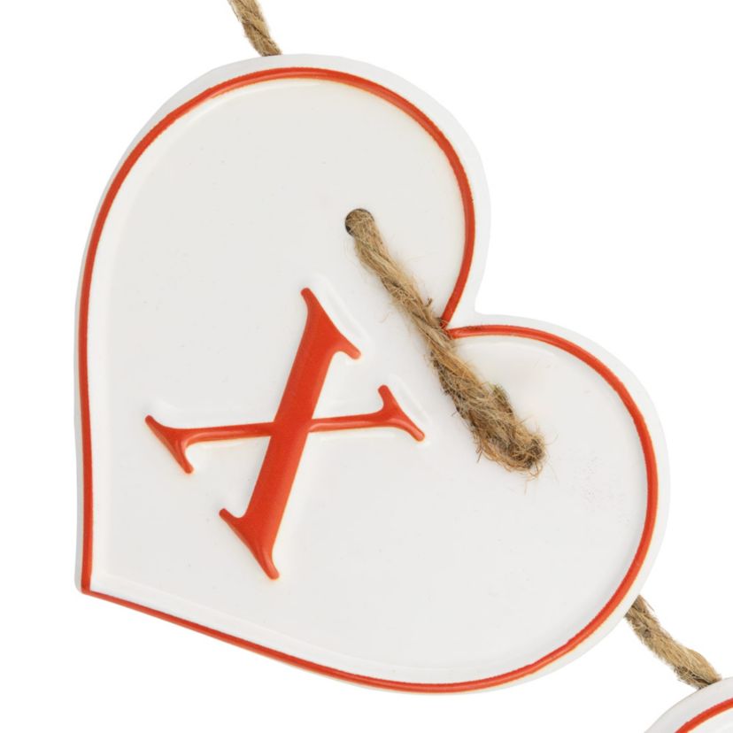 Hearts "XOXO" Valentines Day Metal Banner - 32" - White and Red