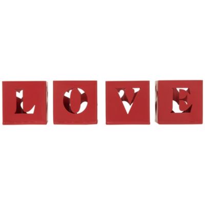 Love Blocks Valentine's Day Metal Votive Candle Holders - 2.75" - Set of 4