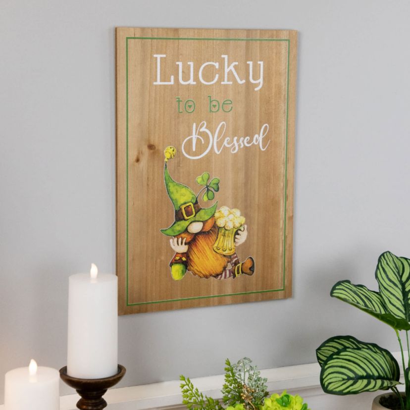 Lucky to be Blessed St. Patricks Day Wooden Wall Sign - 18.5"