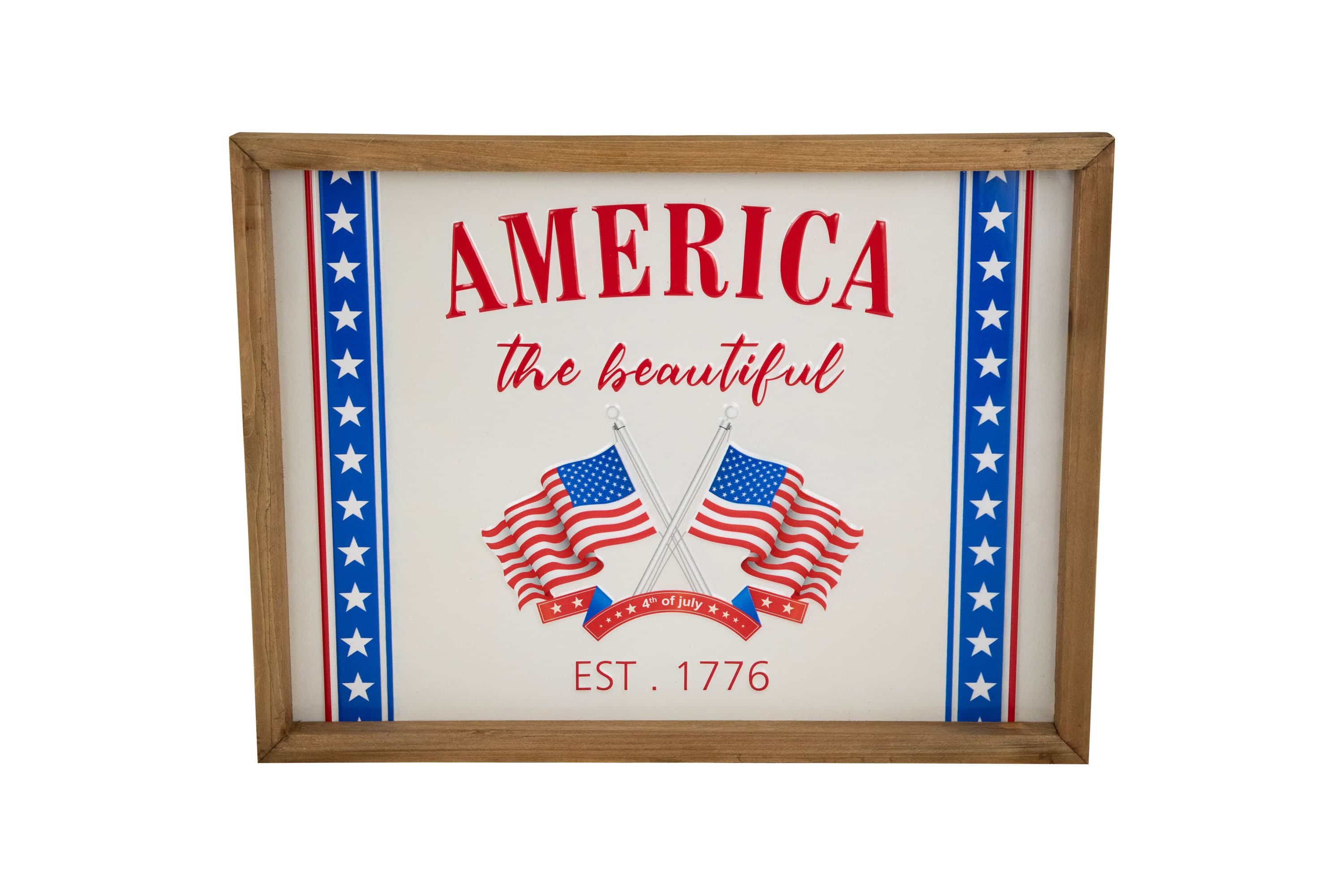 America the Beautiful Patriotic Framed Wall Sign - 15.75"
