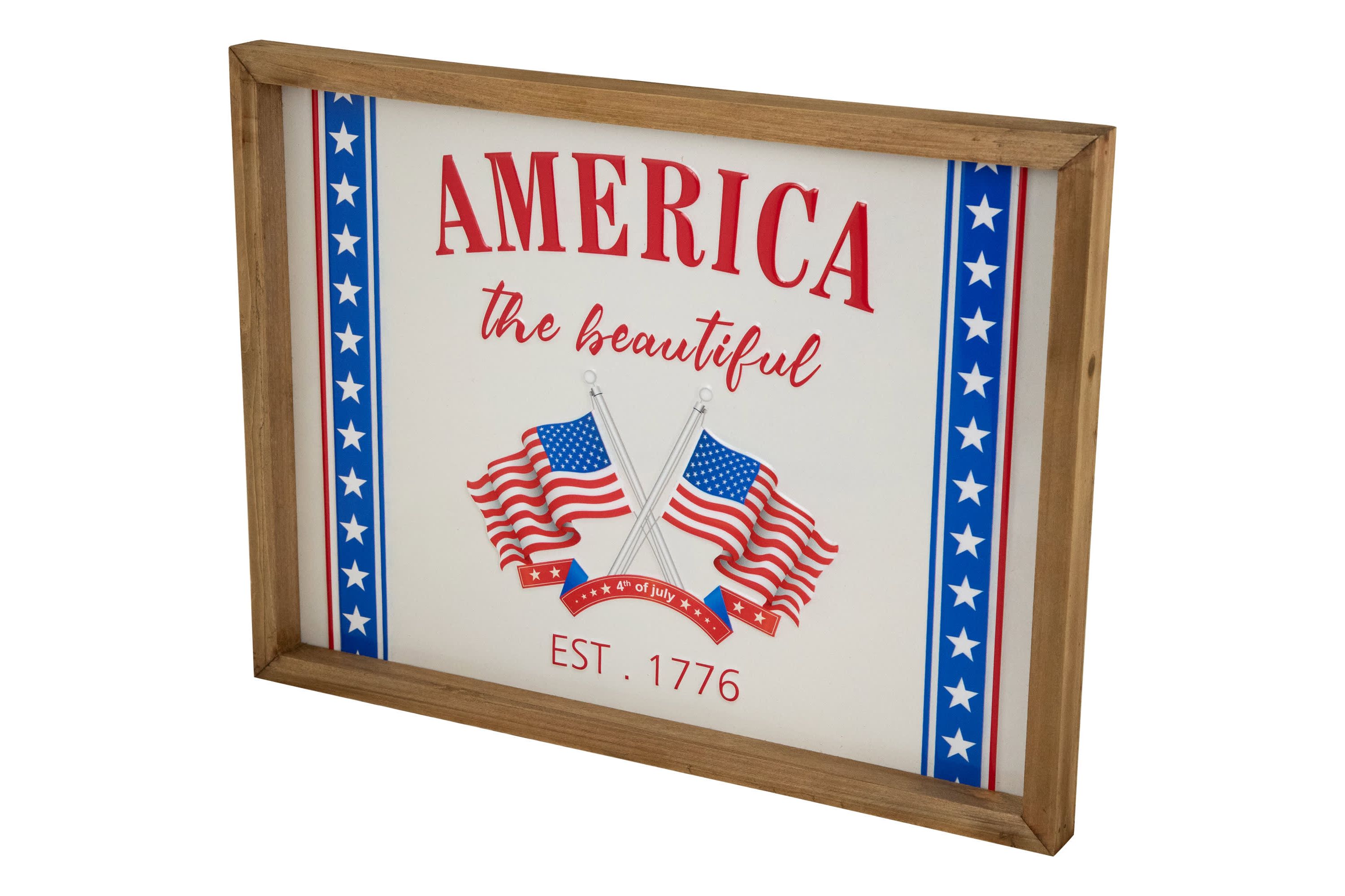 America the Beautiful Patriotic Framed Wall Sign - 15.75"