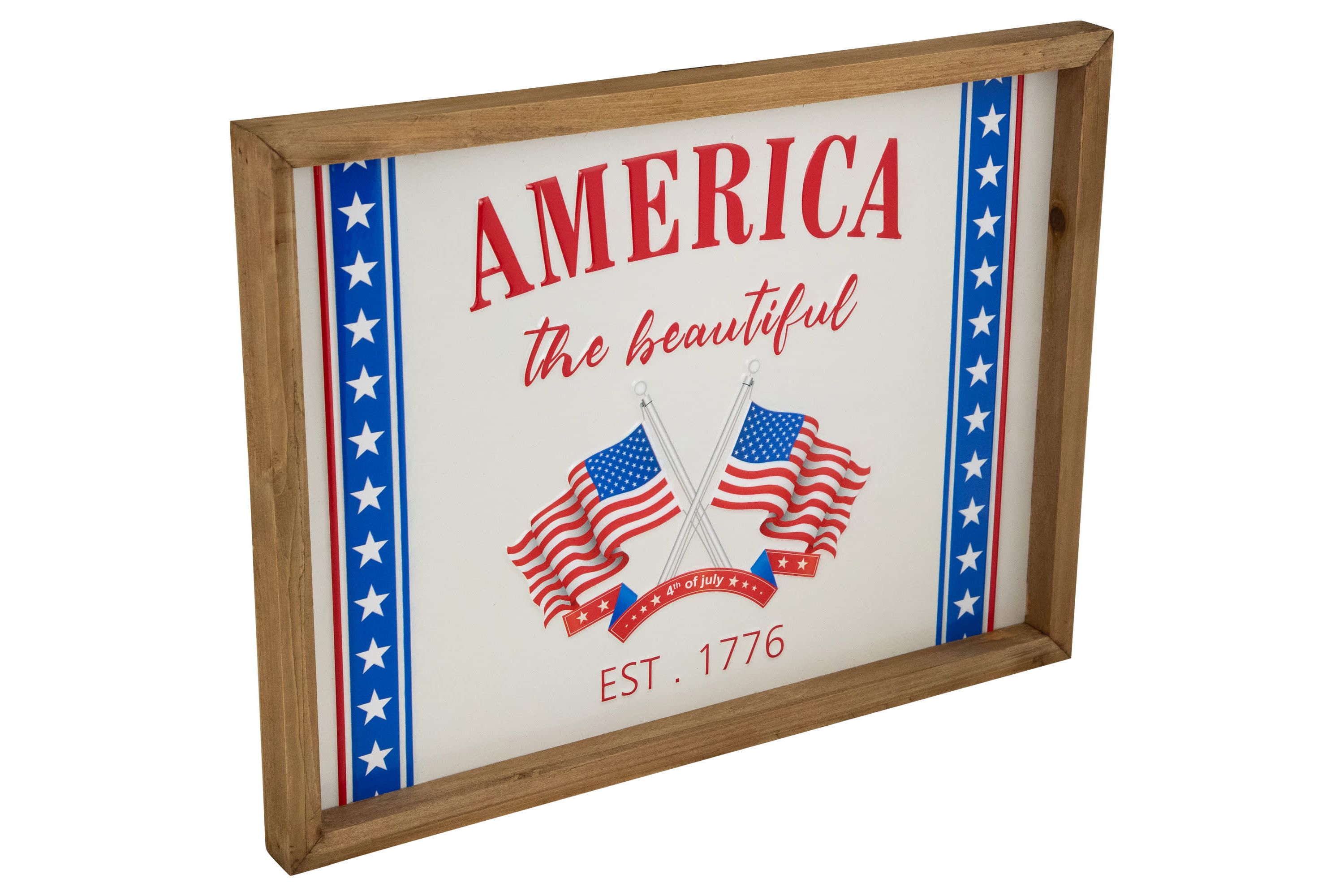 America the Beautiful Patriotic Framed Wall Sign - 15.75"