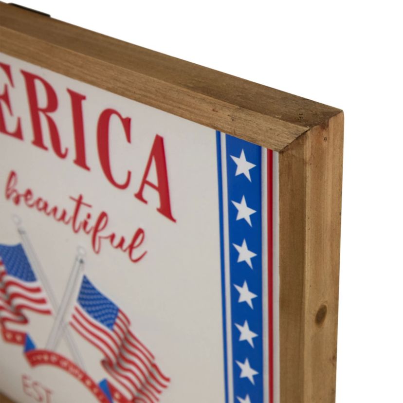 America the Beautiful Patriotic Framed Wall Sign - 15.75"
