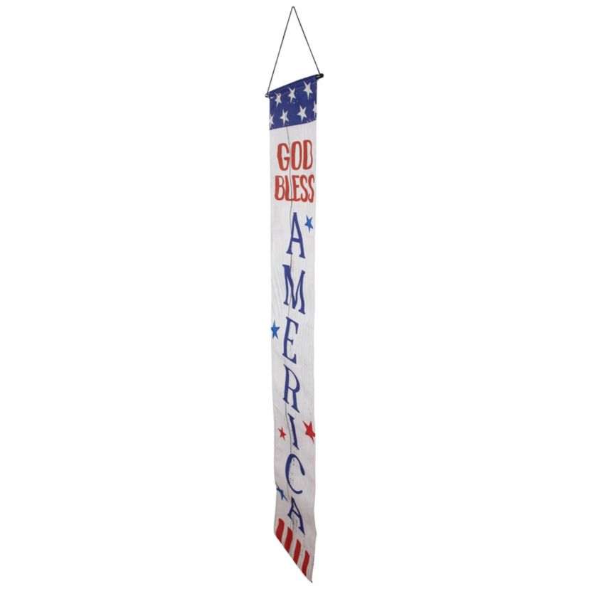 Set of 2 Stars and Stripes "I Heart USA" and "God Bless America" Door Banners 71"