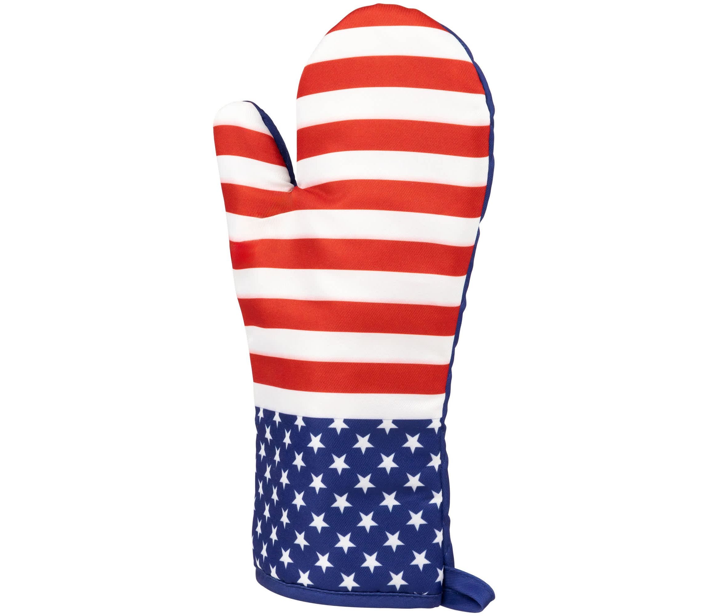 Stars and Stripes Americana Oven Mitts - 13.75" - Red and Blue - Set of 2