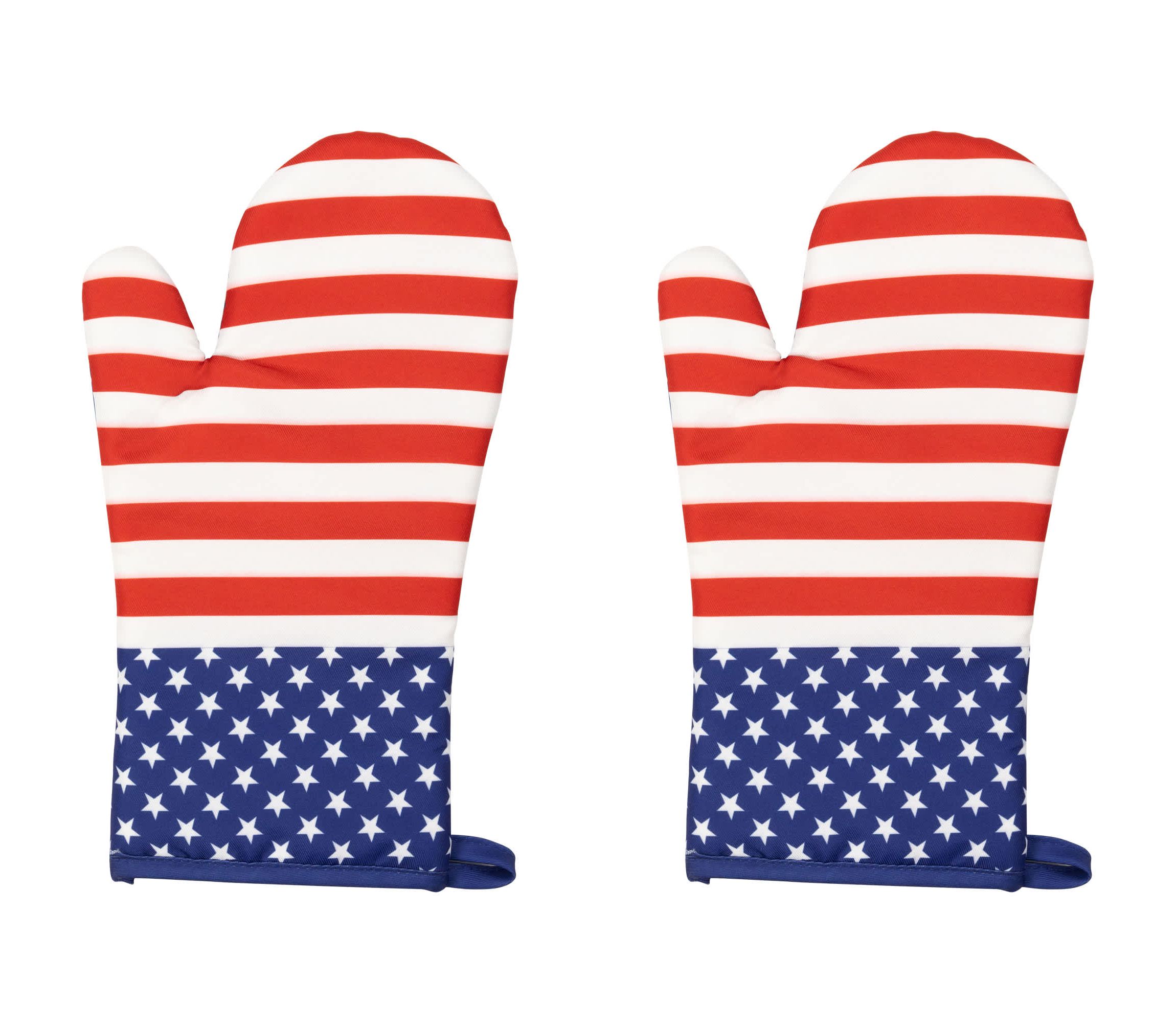 Stars and Stripes Americana Oven Mitts - 13.75" - Red and Blue - Set of 2