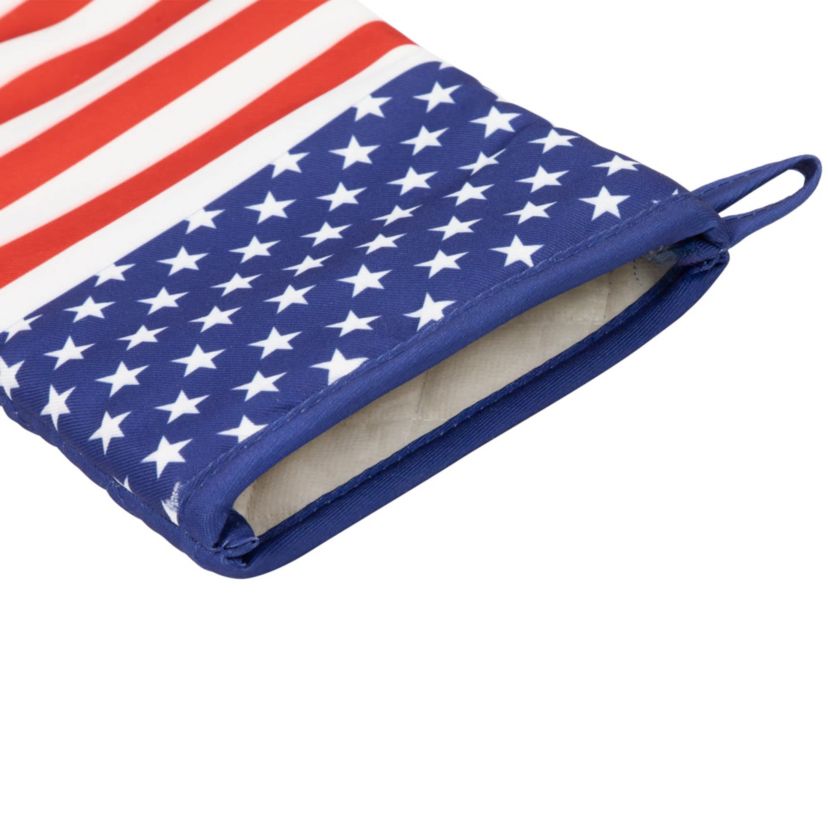 Stars and Stripes Americana Oven Mitts - 13.75" - Red and Blue - Set of 2
