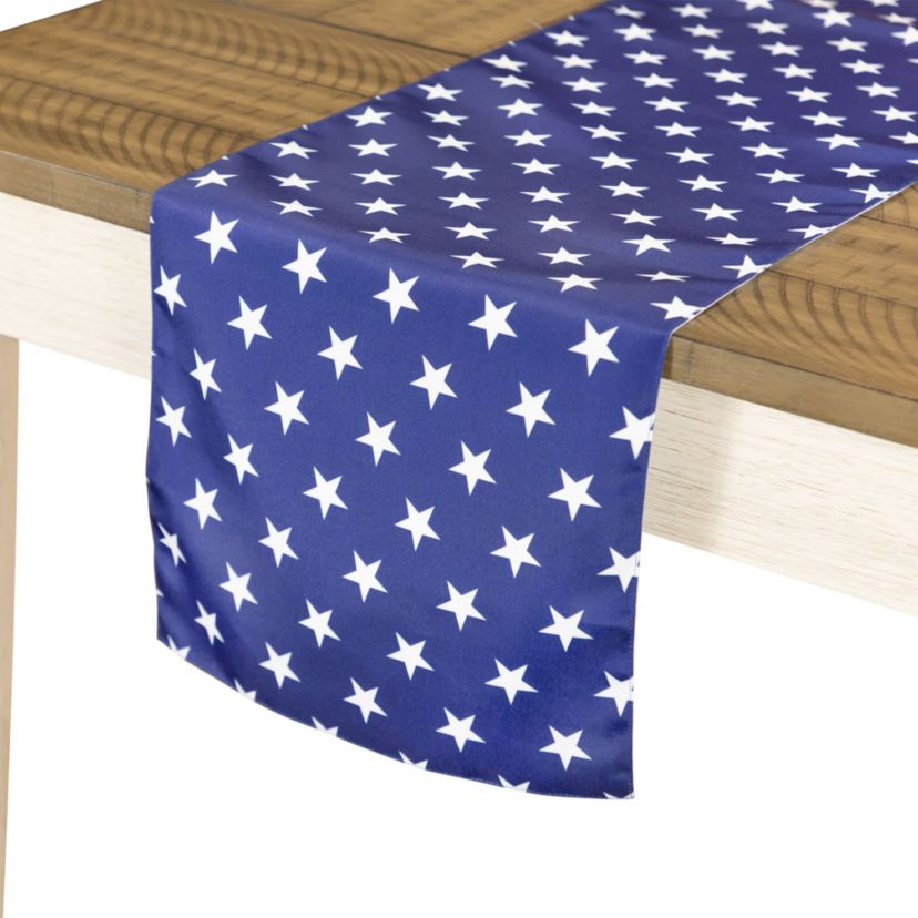 72" White Stars Patriotic Table Runner