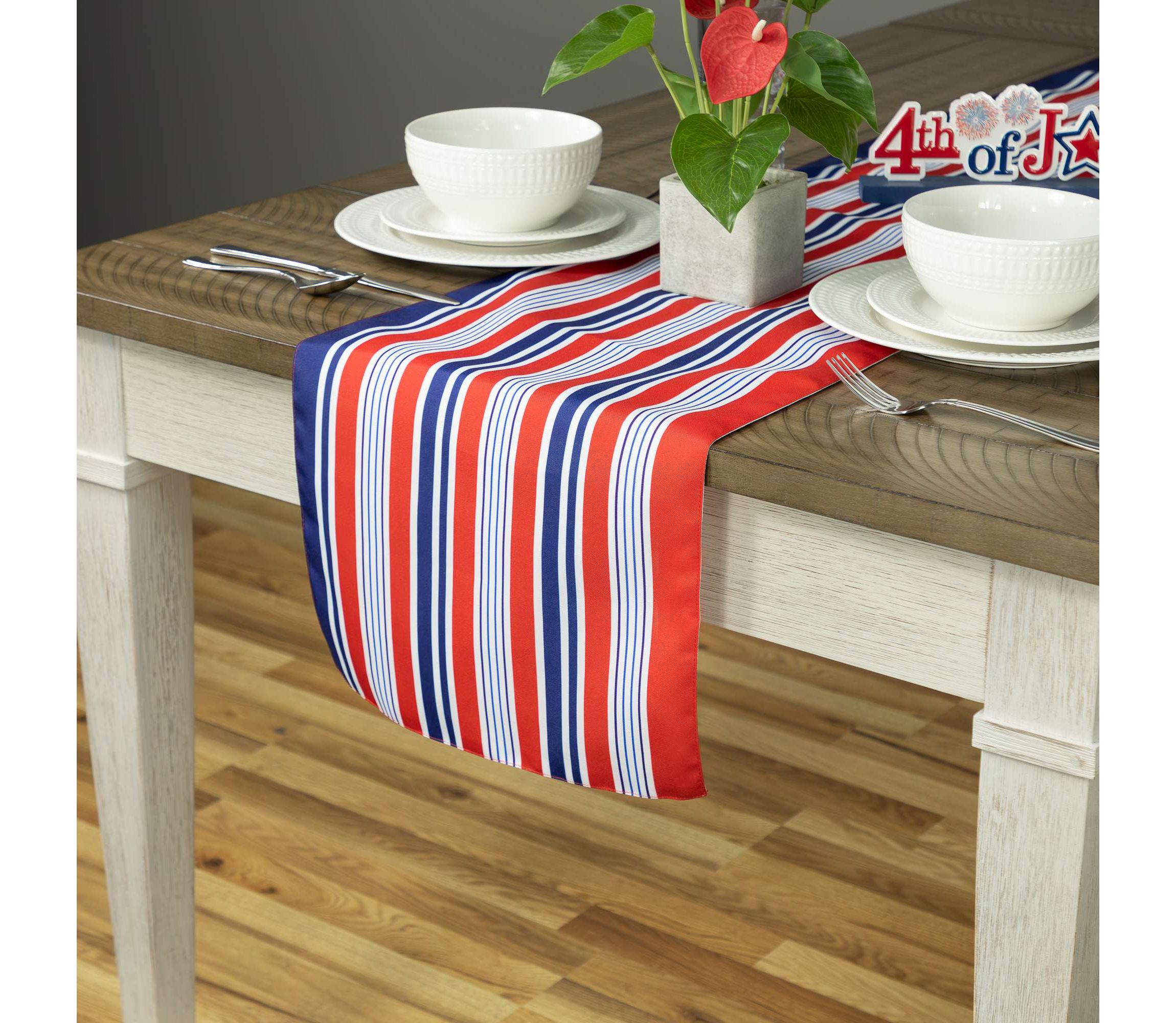 71" Red  White and Blue Americana Striped Table Runner