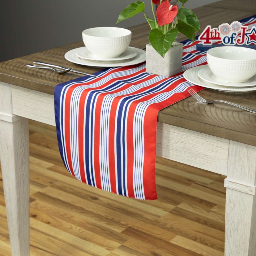 71" Red  White and Blue Americana Striped Table Runner