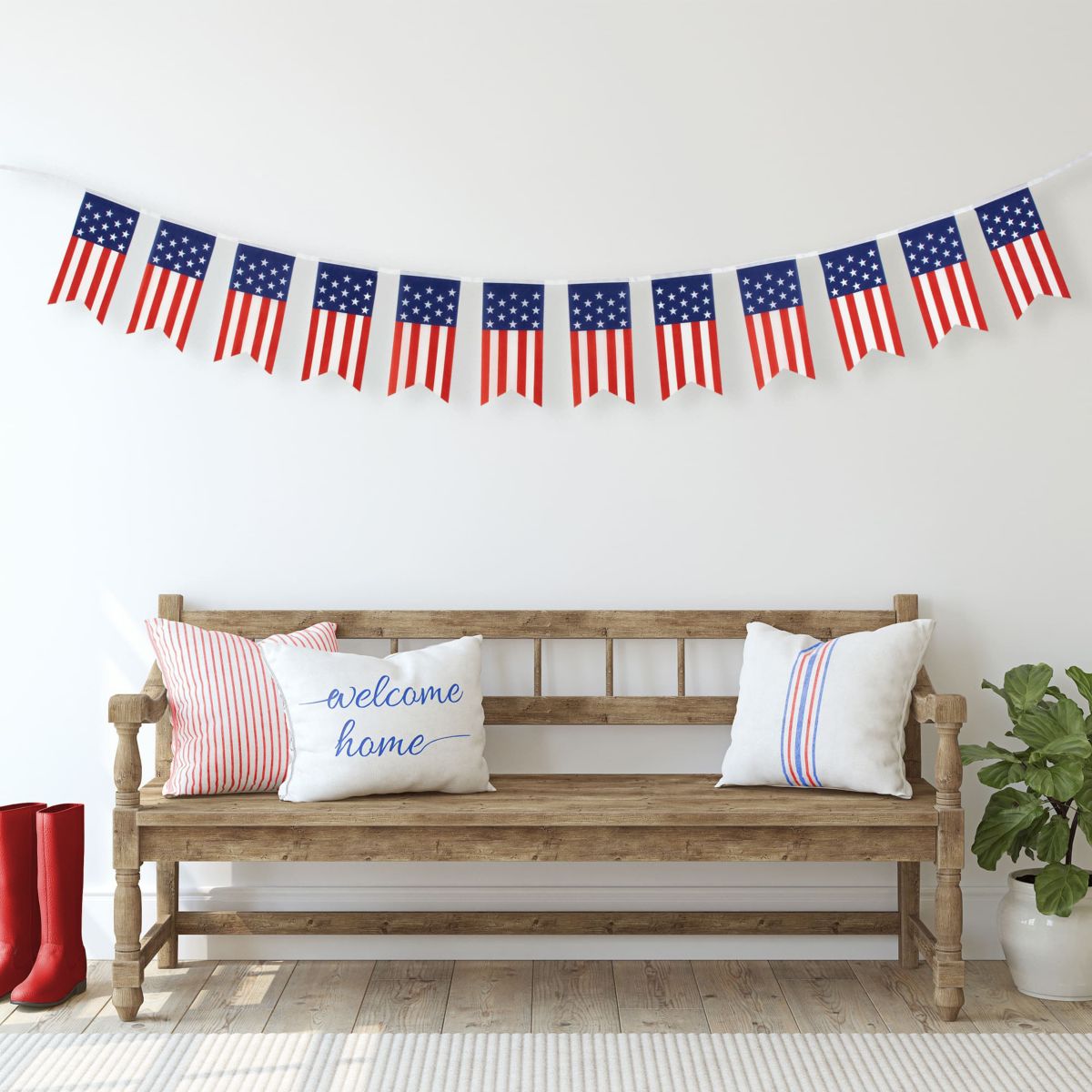 9.75 Americana USA Flag Swallowtail Hanging Wall Banner
