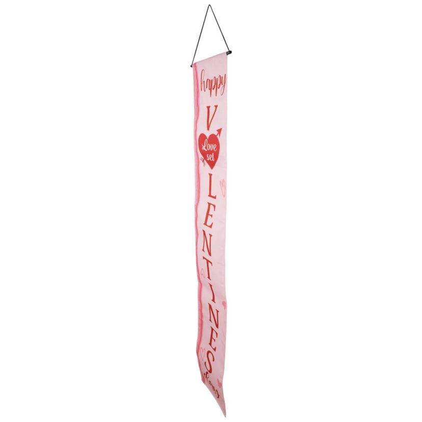 Set of 2 Pink "Welcome" and "Happy Valentines Day" Outdoor Door Banners 71"