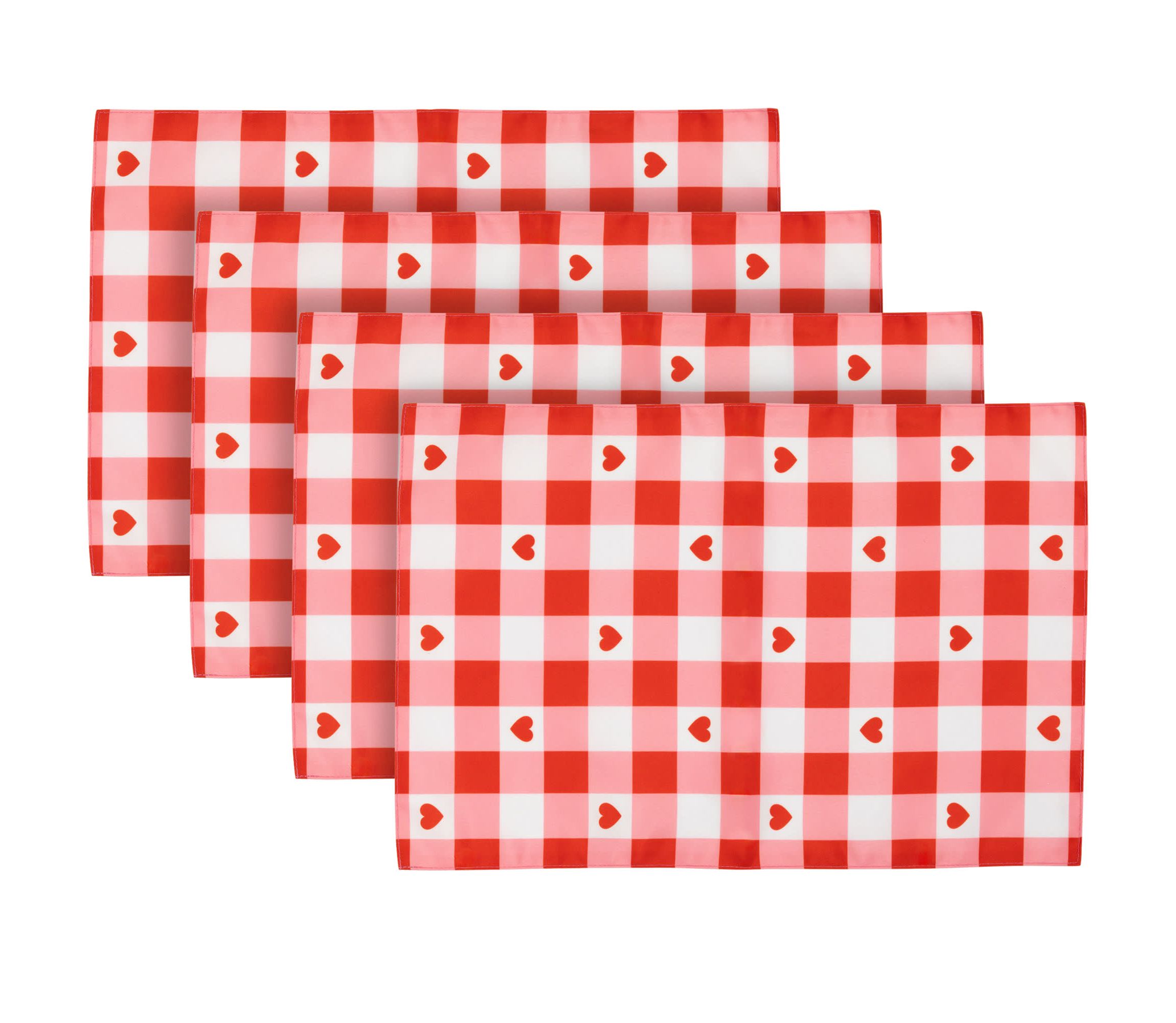 Set of 4 Checkered Hearts Valentines Day Placemats 18"