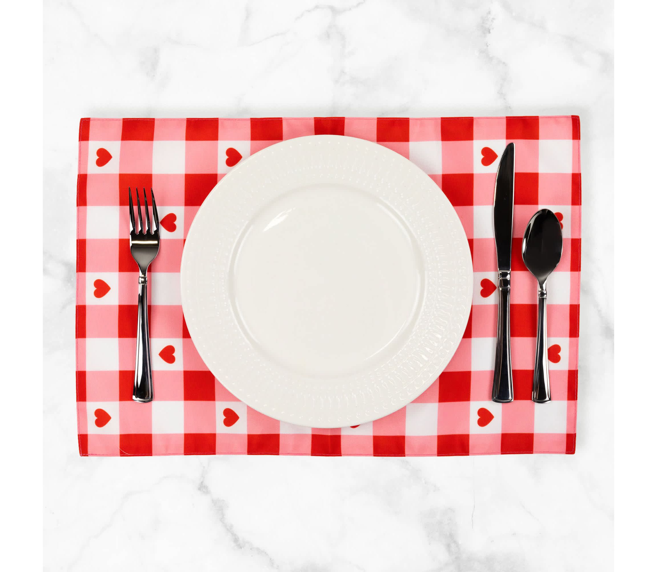 Set of 4 Checkered Hearts Valentines Day Placemats 18"