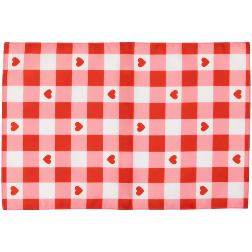 Set of 4 Checkered Hearts Valentines Day Placemats 18"