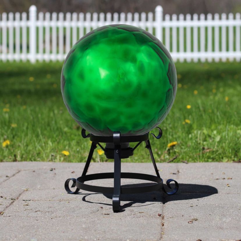 Turtle Shell Inspired Mirrored Outdoor Garden Gazing Ball - 10" - Green
