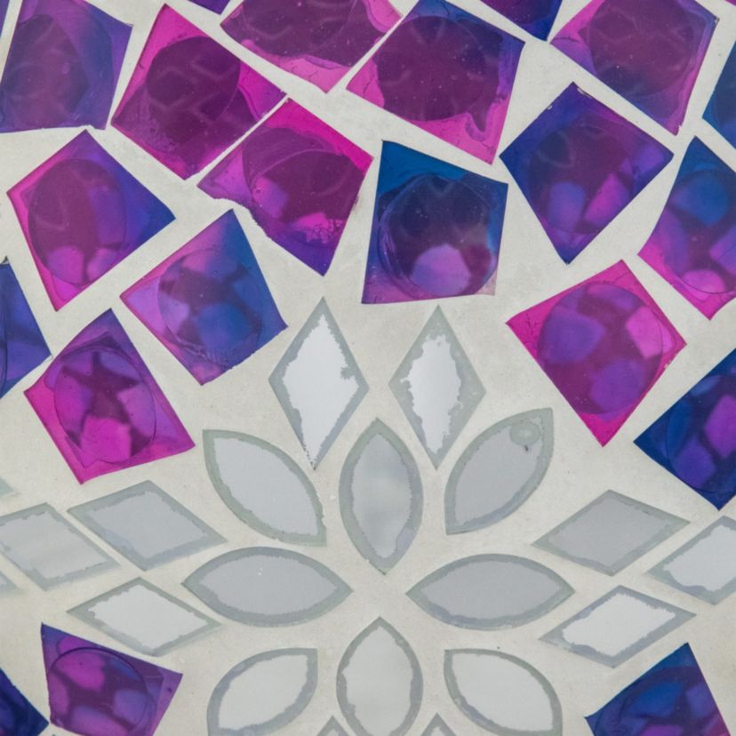 Mosaic Floral Outdoor Garden Gazing Ball - 10" - Purple  Pink and Silver