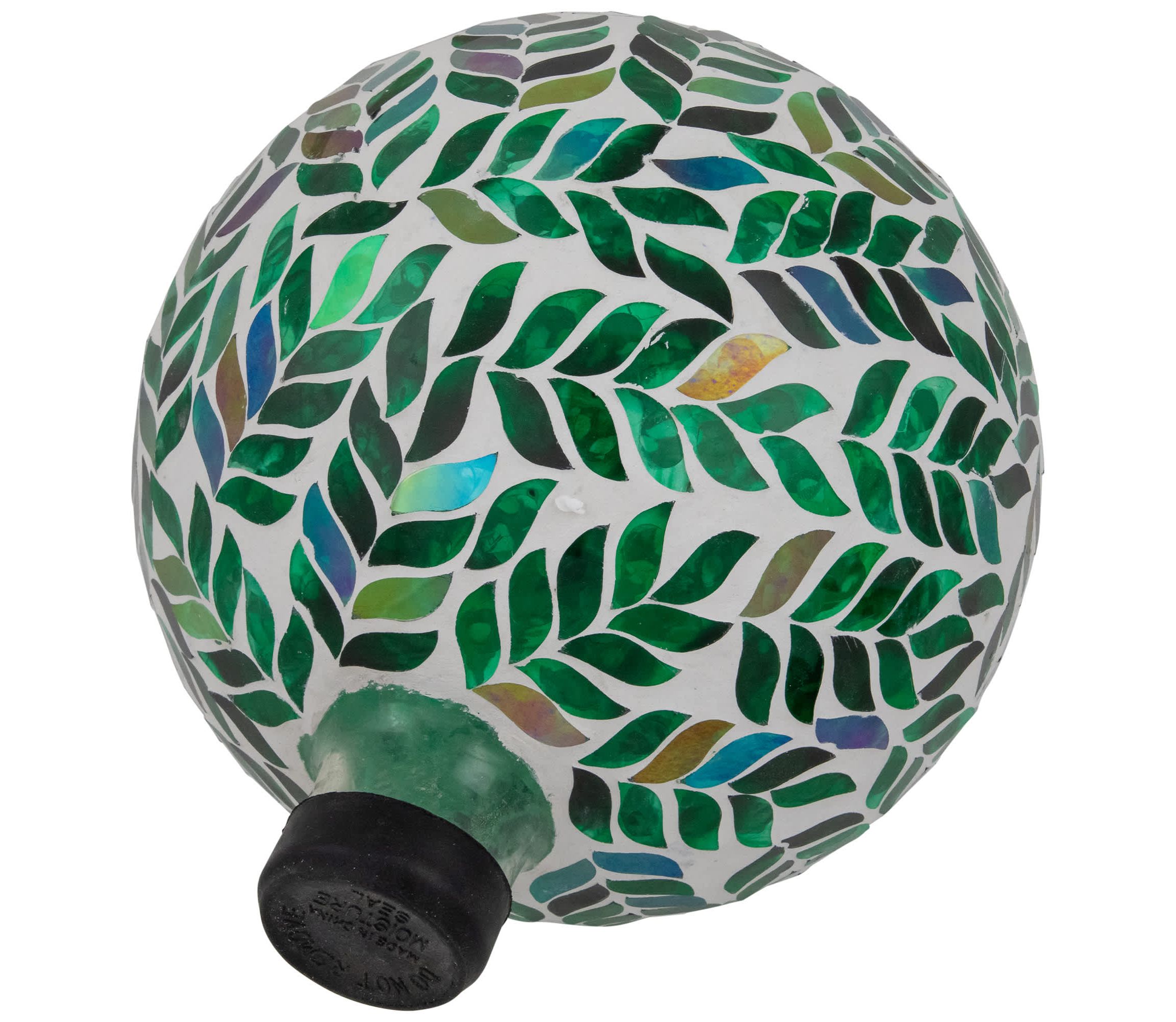 Mosaic Iridescent Leaves Outdoor Garden Gazing Ball - 10" - White and Green