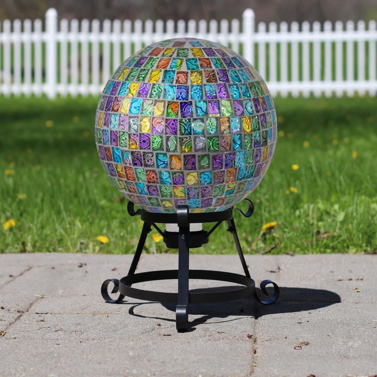 Mosaic Window Pane Outdoor Garden Gazing Ball - 10" - Multi-Color