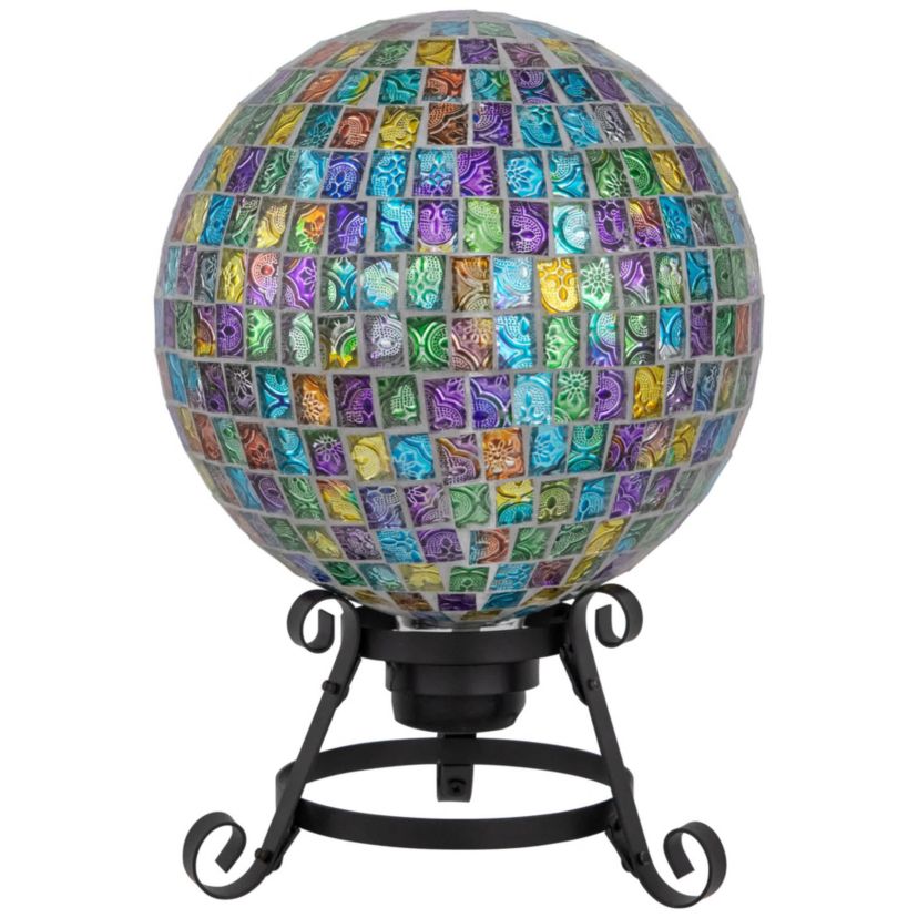 Mosaic Window Pane Outdoor Garden Gazing Ball - 10" - Multi-Color