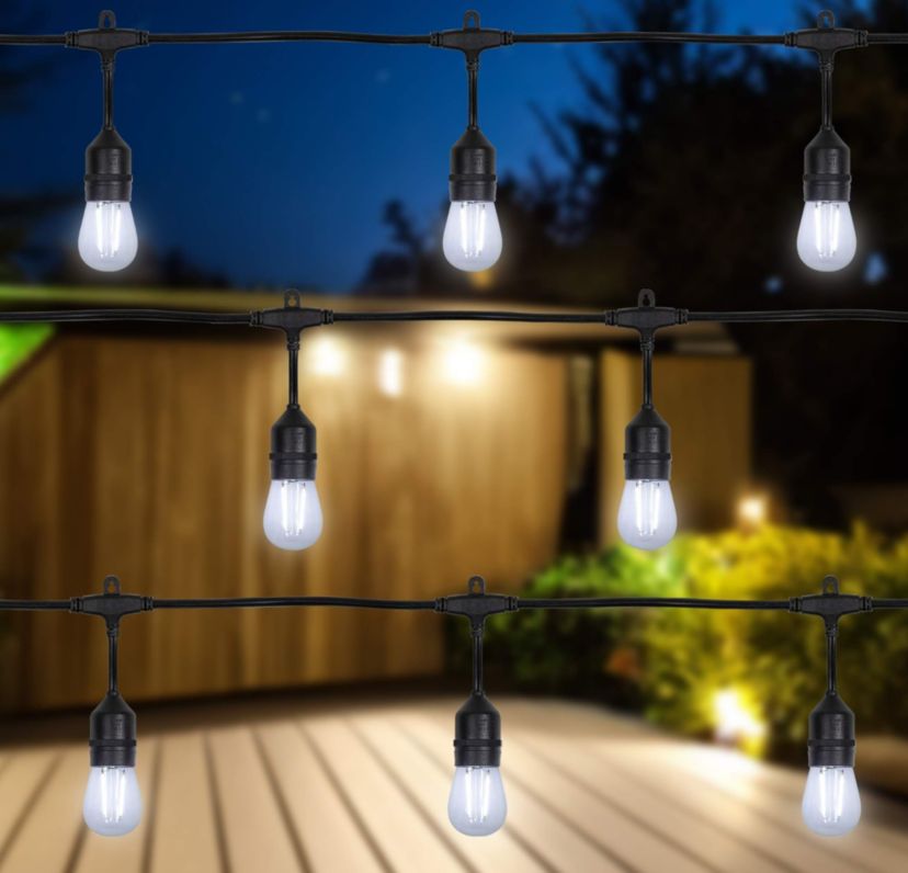 LED S14 Patio String Lights -  Clear - 19.25 Black Wire - 20 ct