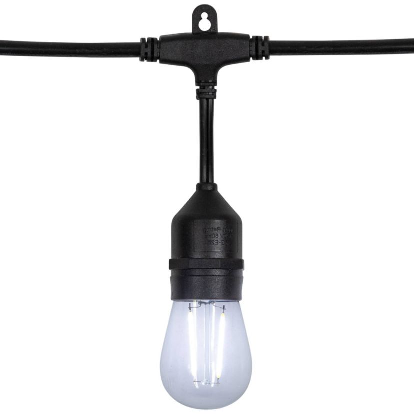 LED S14 Patio String Lights -  Clear - 19.25 Black Wire - 20 ct