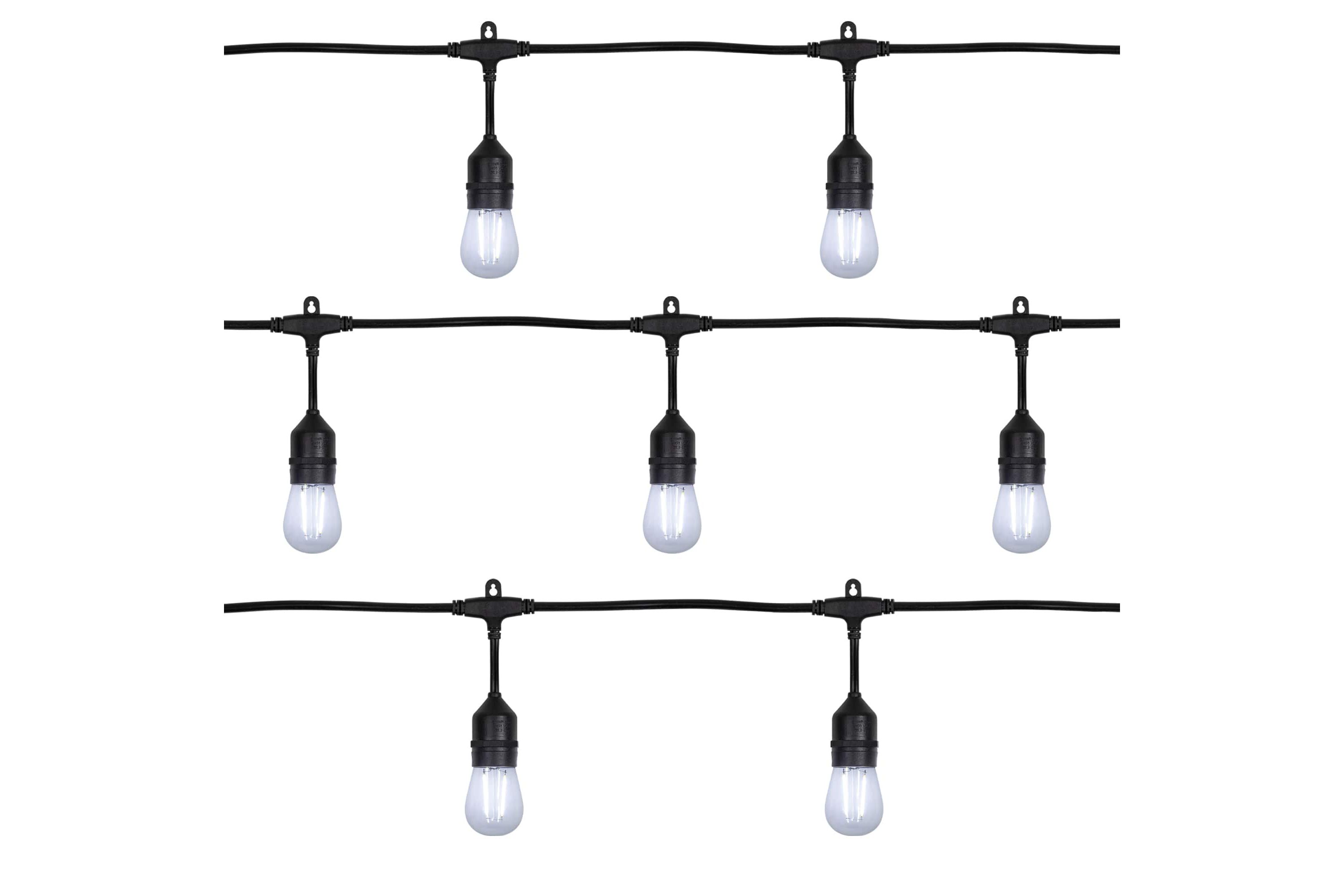 LED S14 Patio String Lights -  Clear - 19.25 Black Wire - 20 ct