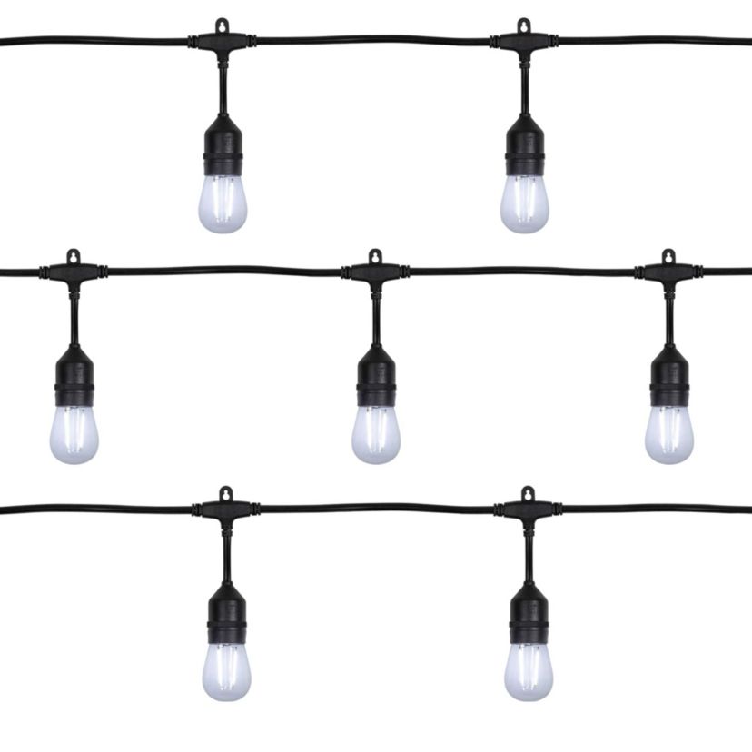 LED S14 Patio String Lights -  Clear - 19.25 Black Wire - 20 ct