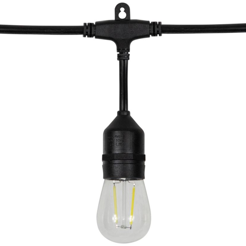 LED S14 Patio String Lights -  Clear - 19.25 Black Wire - 20 ct