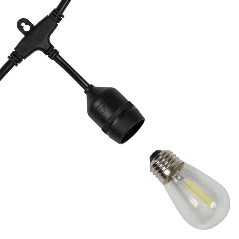 LED S14 Patio String Lights -  Clear - 19.25 Black Wire - 20 ct