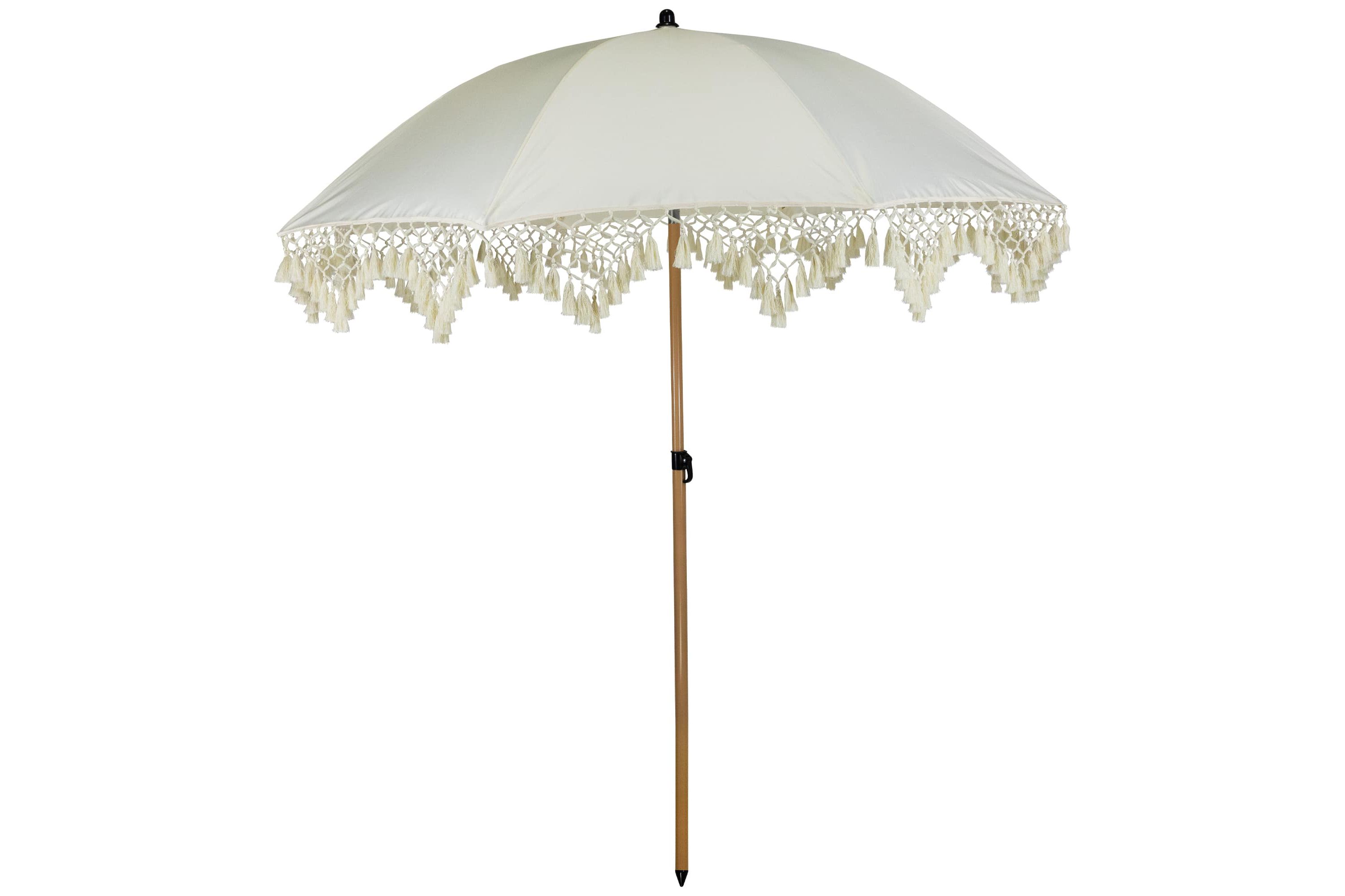 Outdoor Boho Beach Market Umbrella with Tilt - 6.5 - Cream