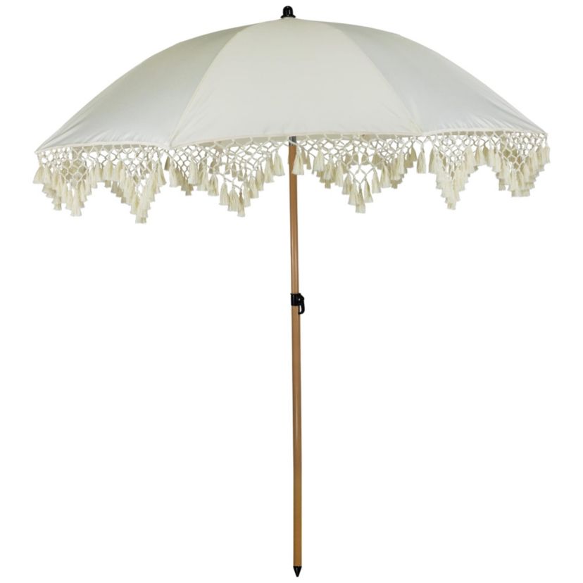 Outdoor Boho Beach Market Umbrella with Tilt - 6.5 - Cream