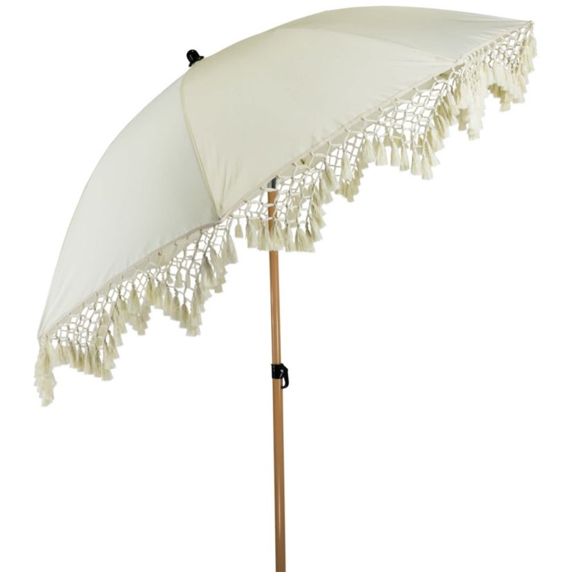 Outdoor Boho Beach Market Umbrella with Tilt - 6.5 - Cream