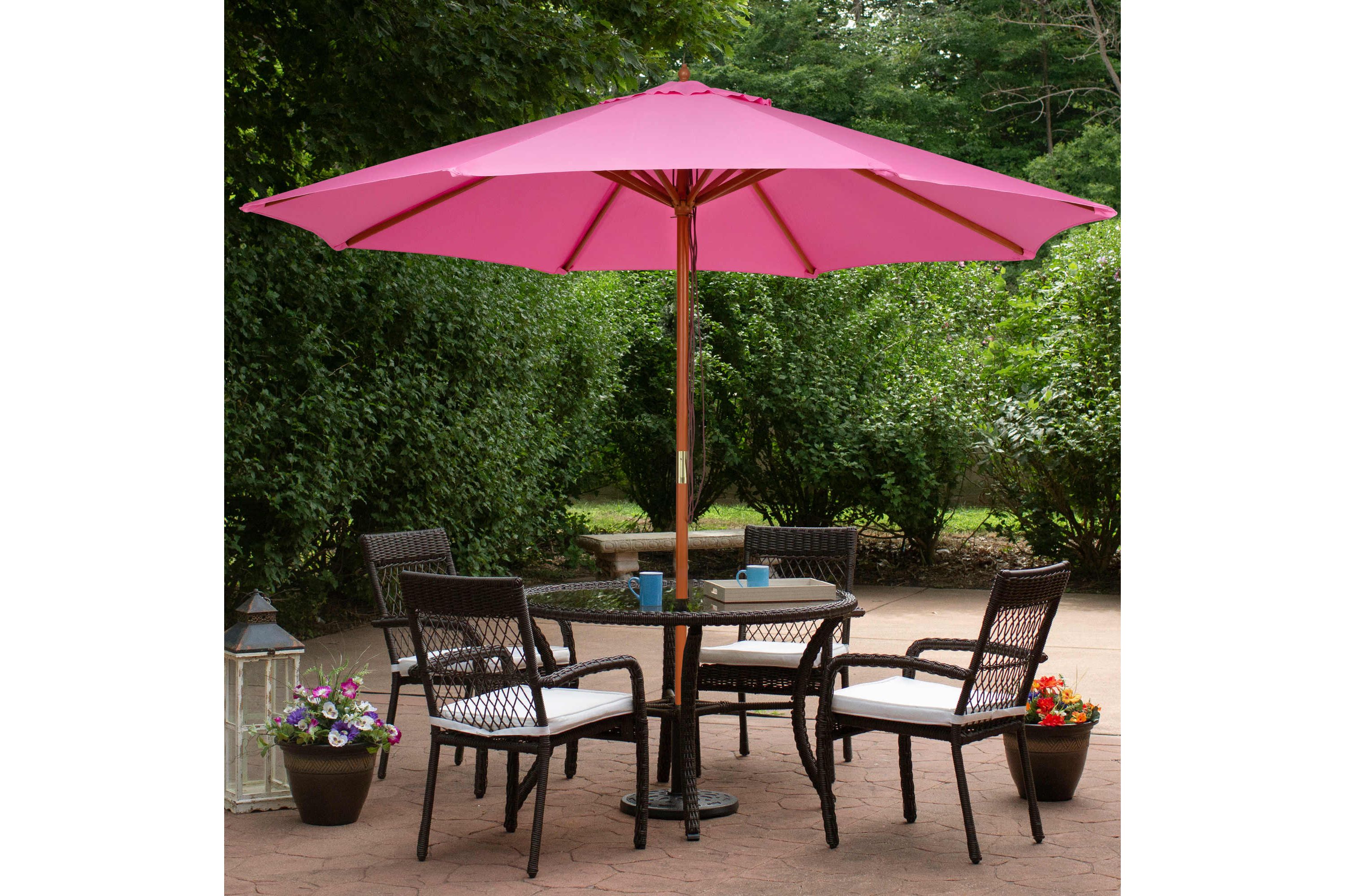 Outdoor Patio Market Umbrella with Wooden Pole - 8.5 - Pink