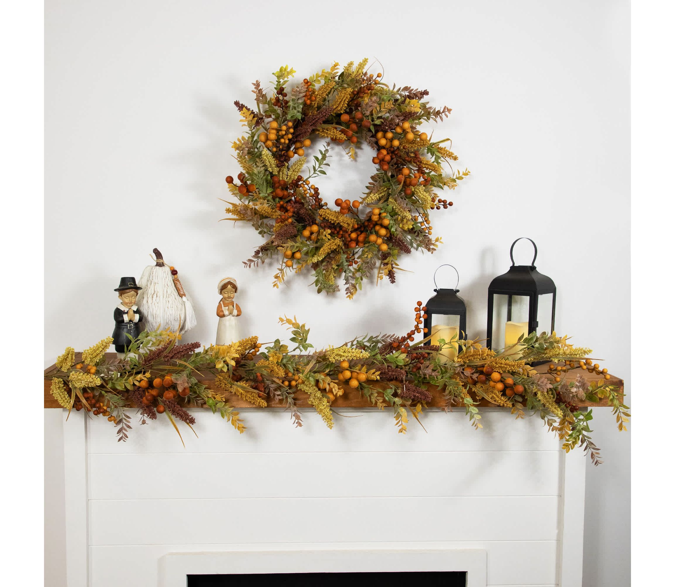 Real Touch™️ Greenery and Berries Artificial Fall Harvest Garland - 5 x 10" - Unlit