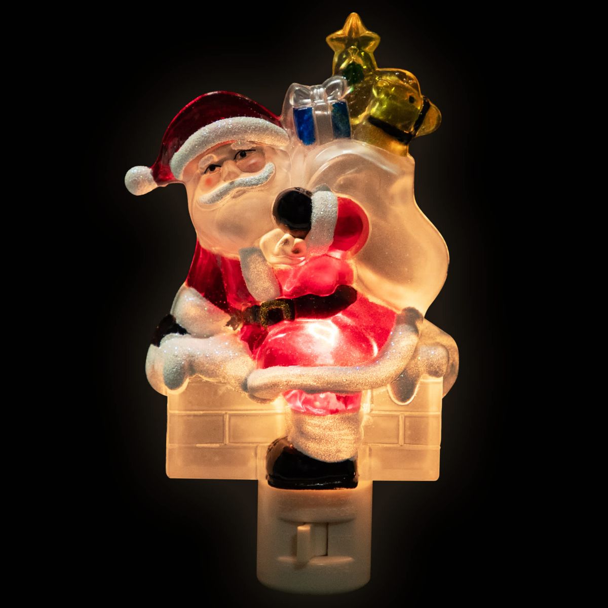Glittered Santa Climbing Chimney Christmas Night Light - 6.25"