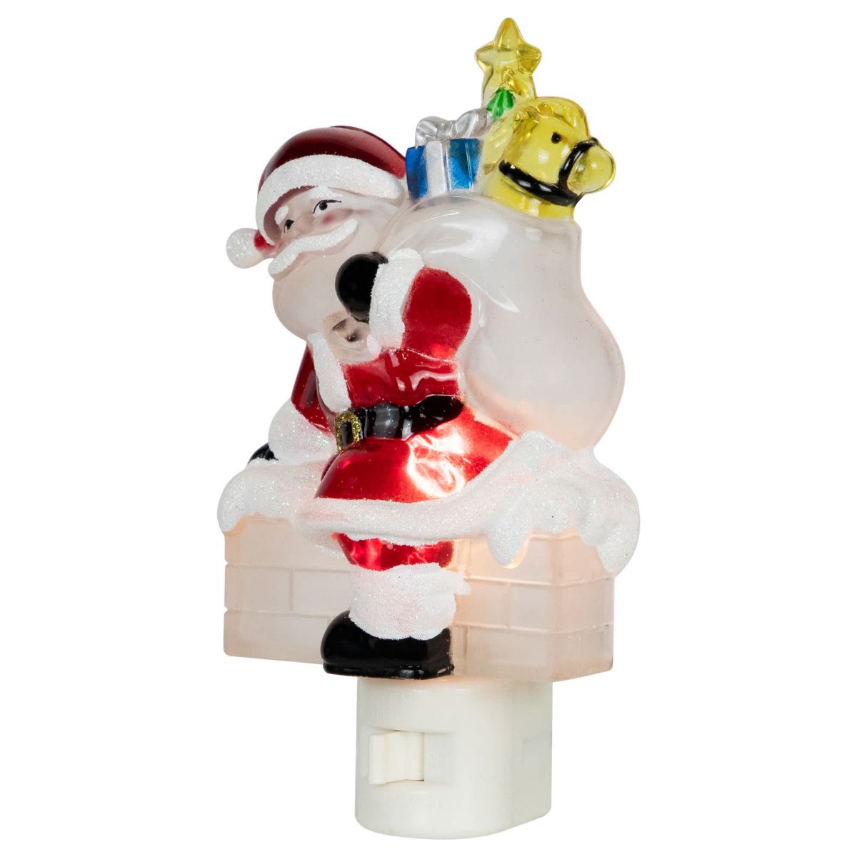 Glittered Santa Climbing Chimney Christmas Night Light - 6.25"