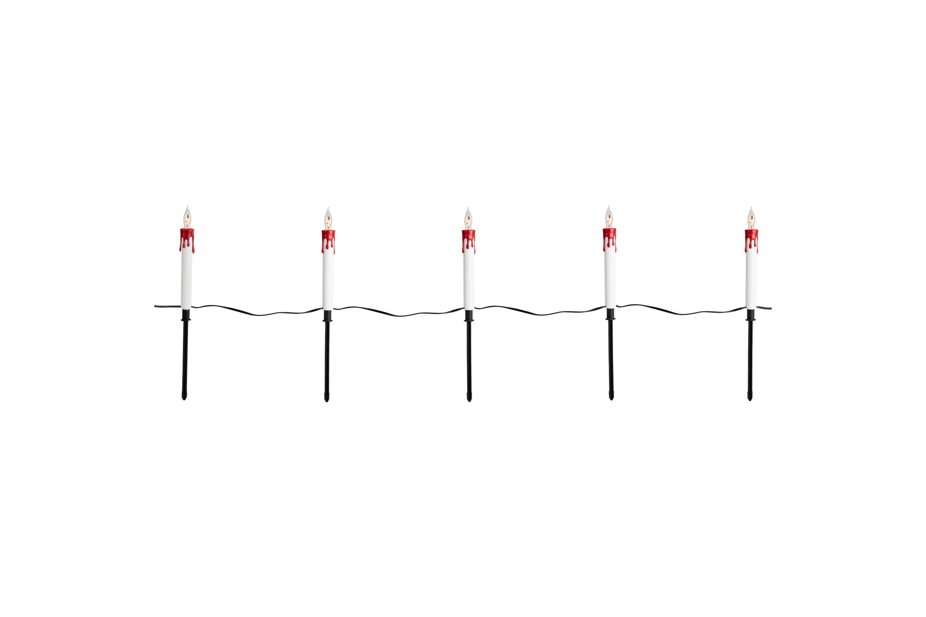 Lighted Flickering Candle Halloween Pathway Marker Lights - 4 Black Wire - 5ct
