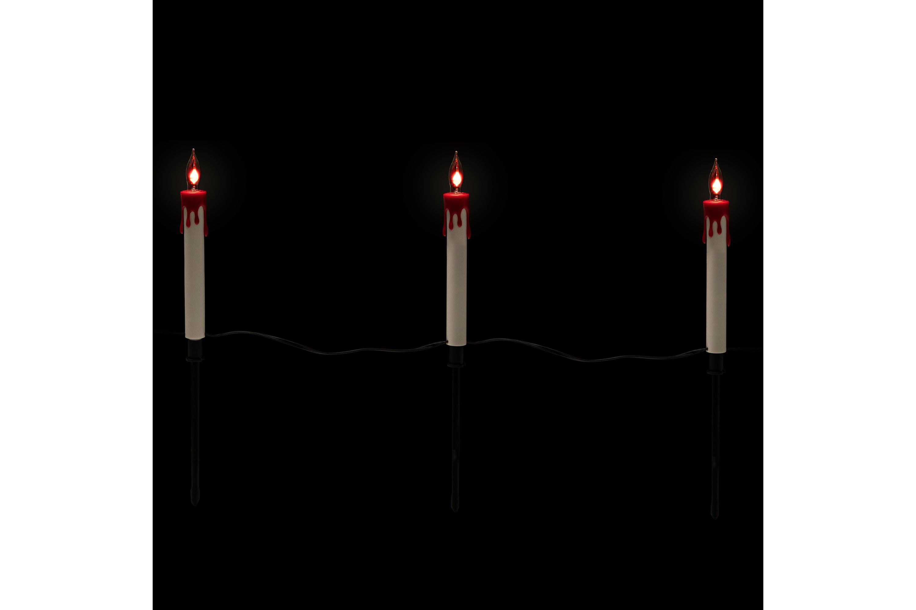 Lighted Flickering Candle Halloween Pathway Marker Lights - 4 Black Wire - 5ct