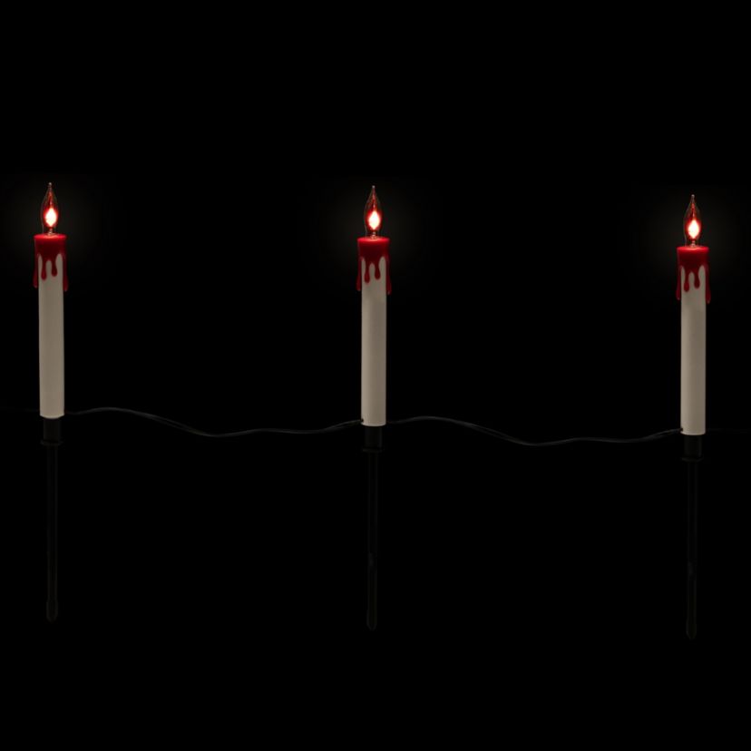 Lighted Flickering Candle Halloween Pathway Marker Lights - 4 Black Wire - 5ct
