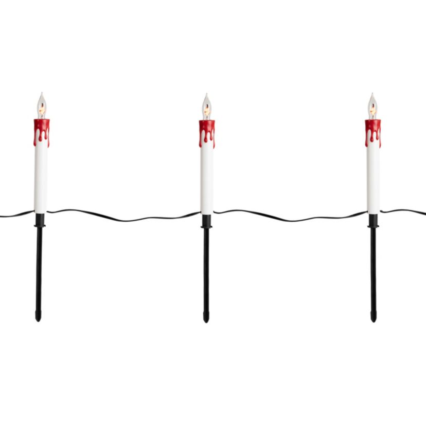 Lighted Flickering Candle Halloween Pathway Marker Lights - 4 Black Wire - 5ct
