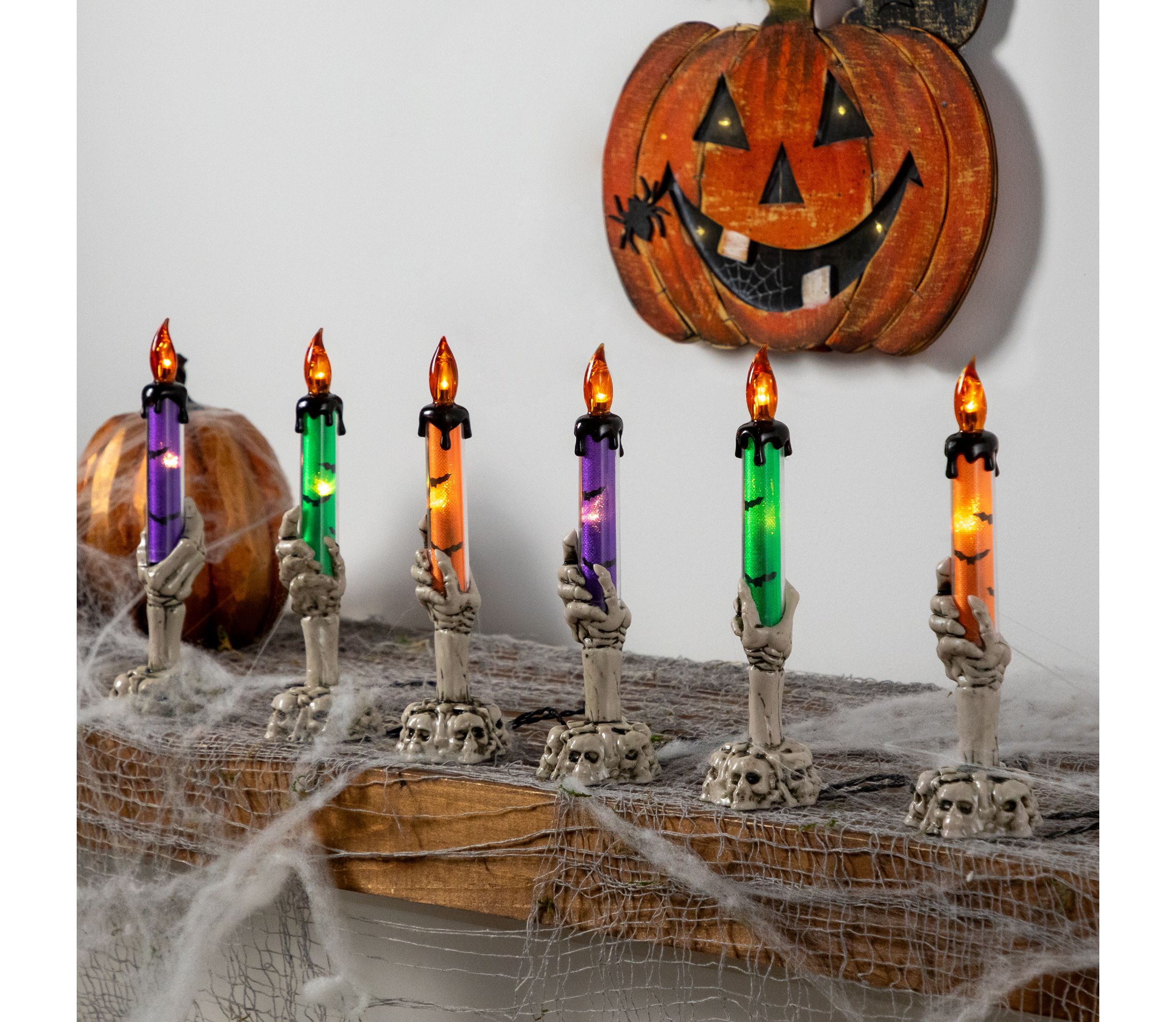 LED Lighted Skeleton Candle Halloween Decorations - 8.5" - Set of 6