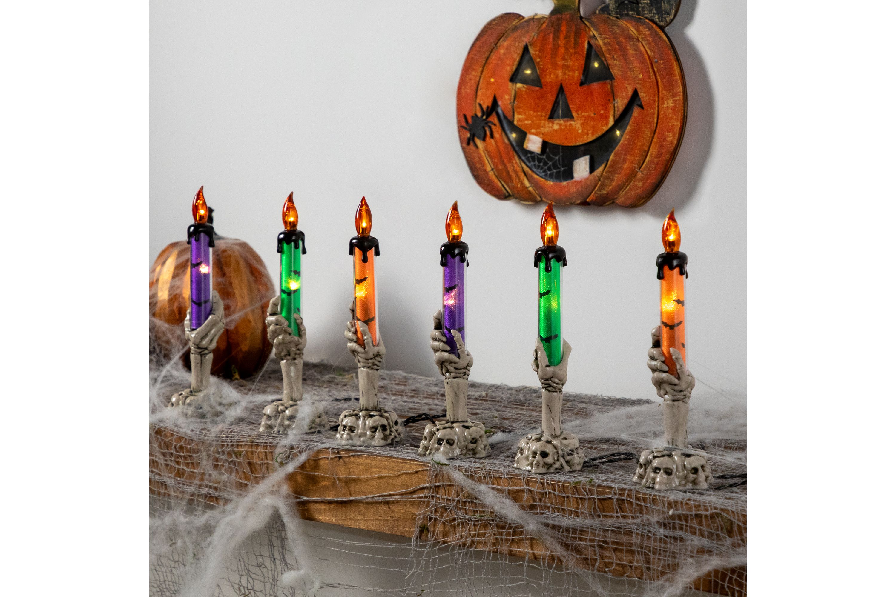 LED Lighted Skeleton Candle Halloween Decorations - 8.5" - Set of 6