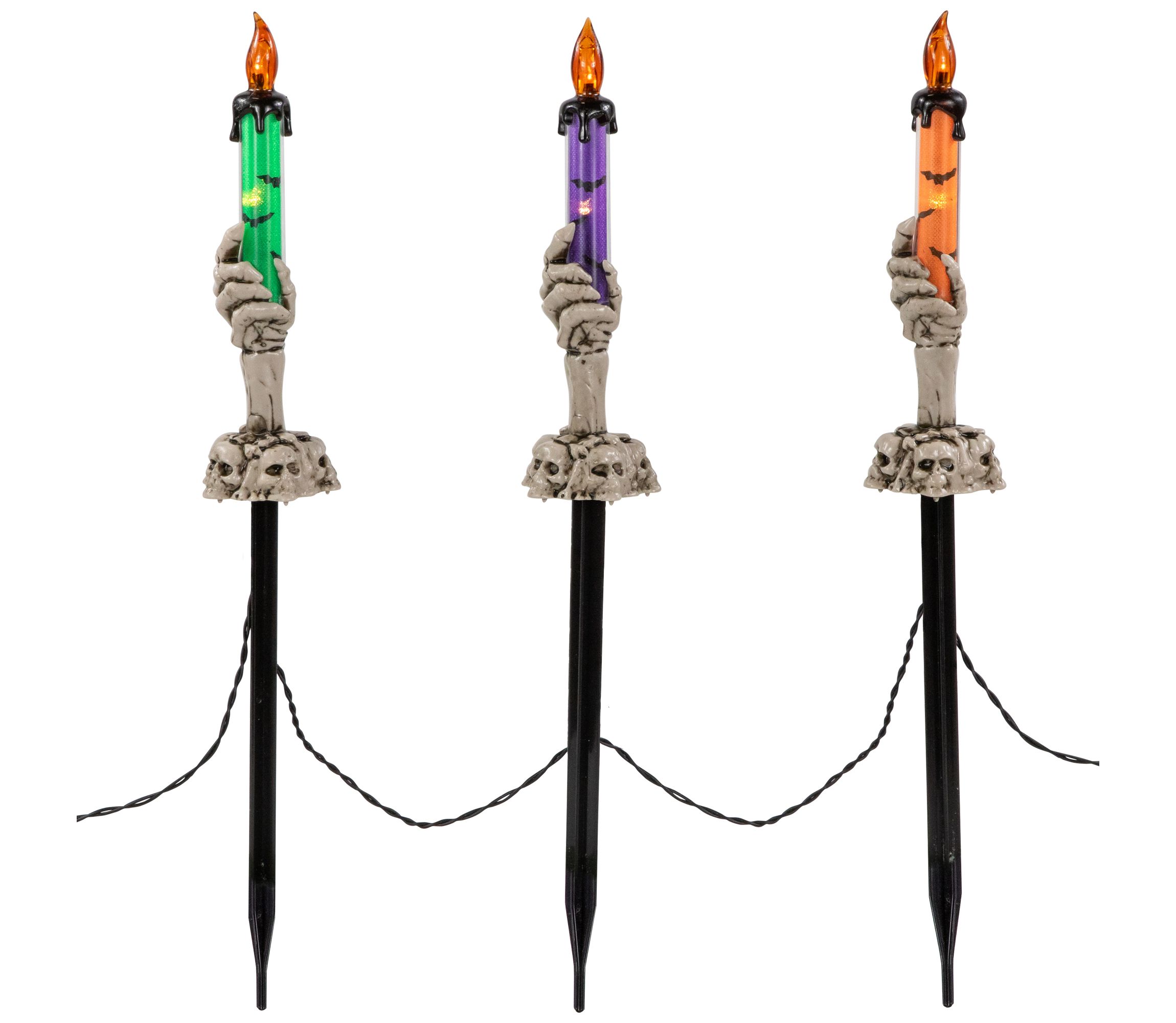 LED Lighted Skeleton Candle Halloween Decorations - 8.5" - Set of 6